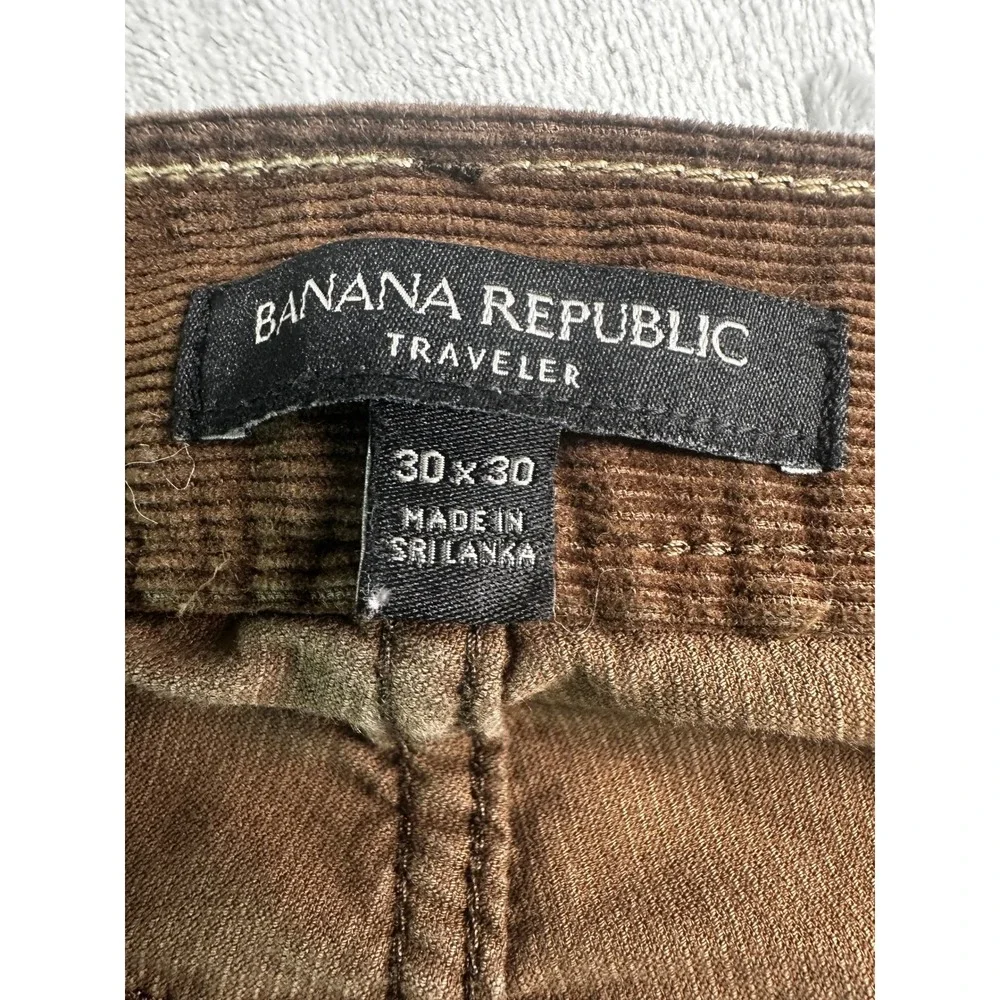 Banana Republic Traveler Corduroy Pants 30x30 Brown Stretch Slim Straight Leg